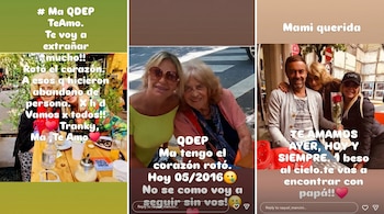 Collage de tres imágenes. Izquierda: Dos mujeres en una mesa de café. Centro: Dos mujeres sonriendo en un selfie. Derecha: Un hombre y dos mujeres posando.