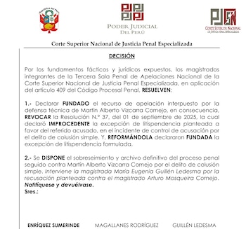 PJ archiva proceso por colusión
