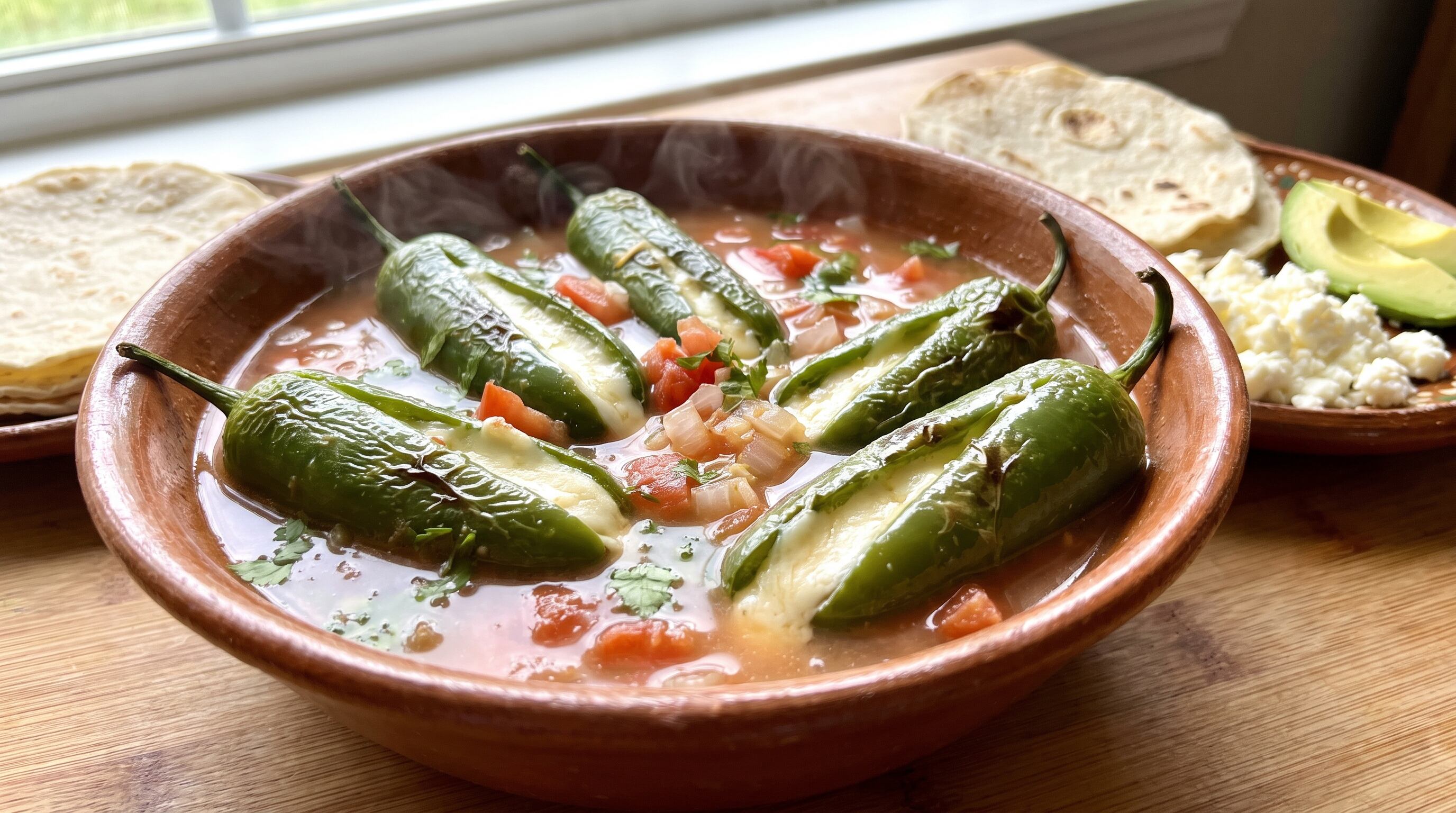 Receta de chiles jalapeños rellenos de queso en caldo de jitomate: fácil, delicioso y bajo en calorías
