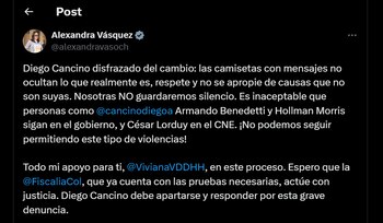 La feminista Alexandra Vásquez pidió