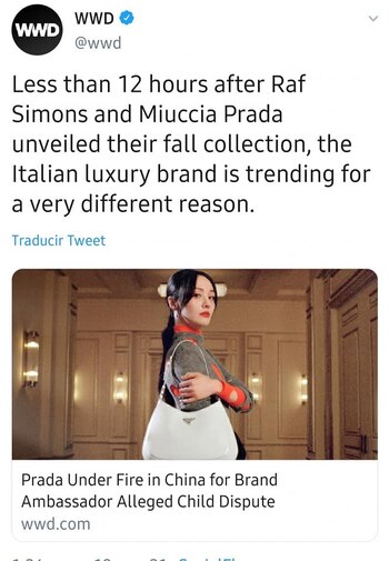 Prada cortó relación con Shuang