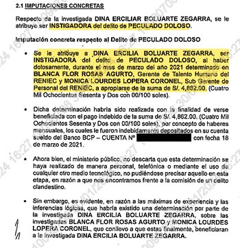 Imputación de la Fiscalía contra