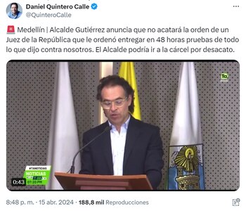 El exalcalde advirtió que Gutiérrez