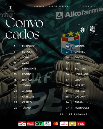 Lista de convocados de Sporting Cristal para el duelo con Cerro Porteño en Asunción. - créditos: Sporting Cristal