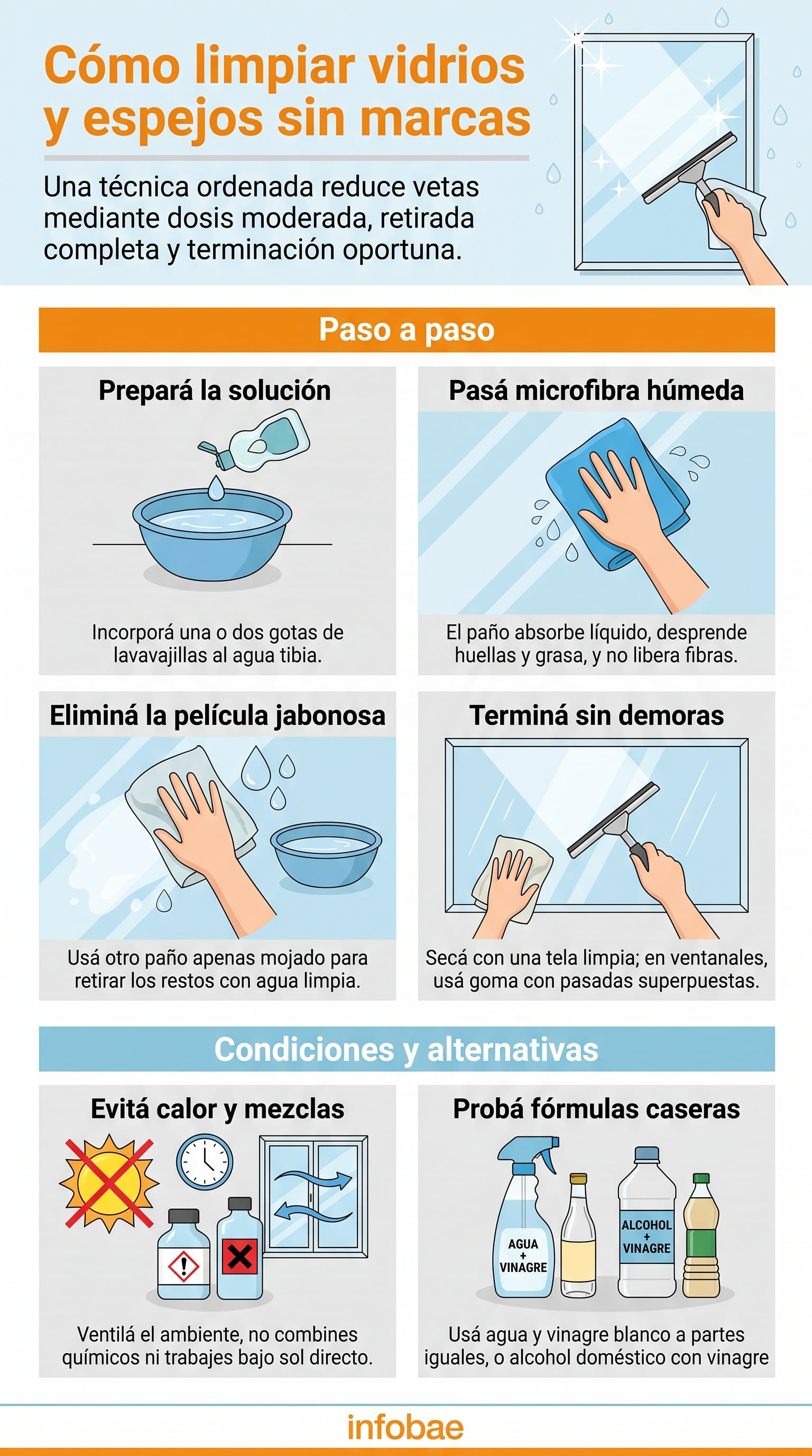 El exceso de jabón deja una película visible sobre las superficies transparentes. (Imagen Ilustrativa Infobae)