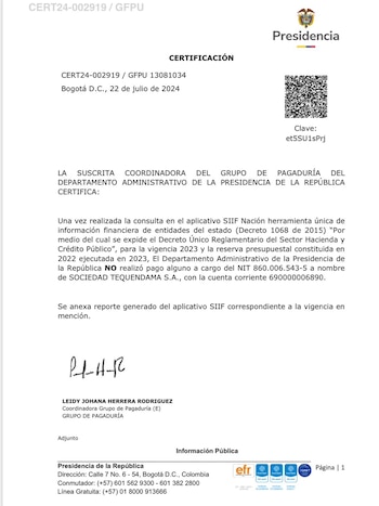El Dapre desmintió que el Gobierno pagara hospedaje a Sandra Ortiz en el Hotel Tequendama - crédito @ContactoDapre/X