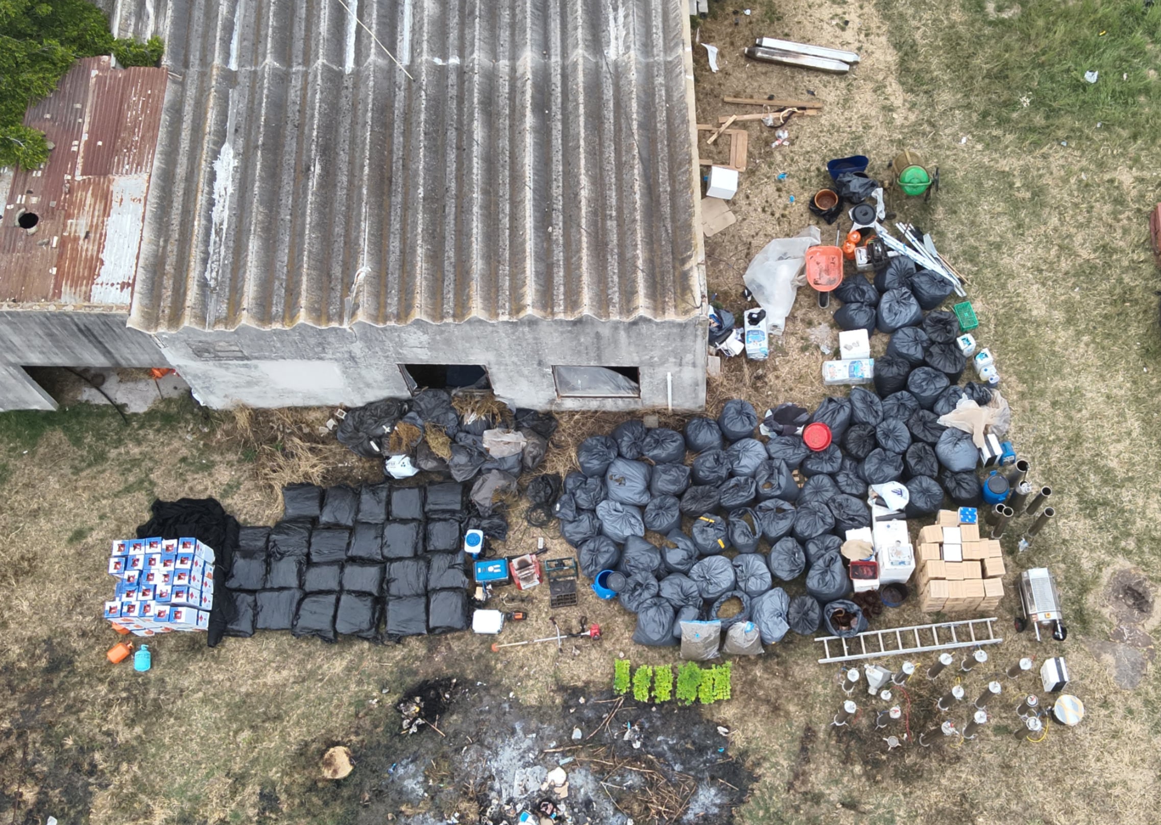 El lugar en el que funcionaba un laboratorio de hachís, en Uruguay, que fue desmantelado (Ministerio del Interior)