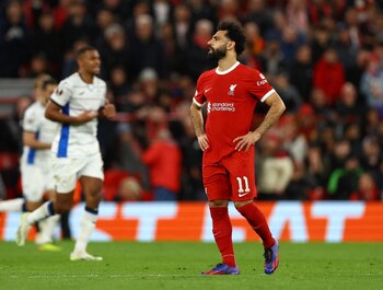 Mohamed Salah, socio de Luis Díaz en el ataque, podría marcharse de Liverpool en el segundo semestre de 2024 - crédito Molly Darlington/REUTERS