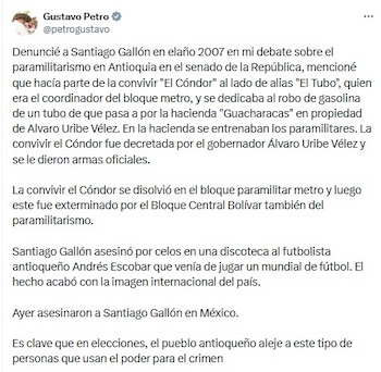 Petro sobre muerte de Santiago