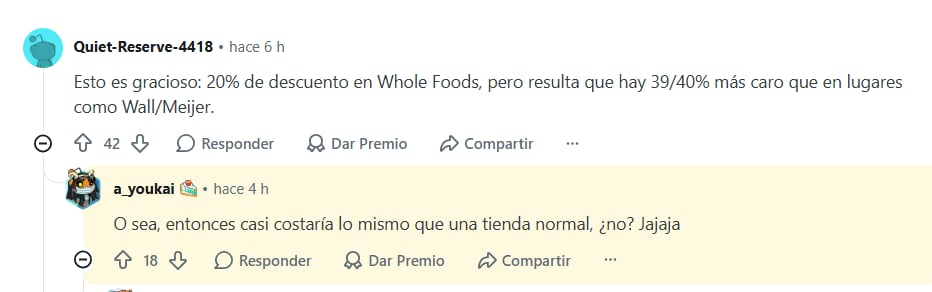 Los empleados criticaron el descuento en mercado en Reddit. (Reddit)