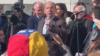Felipe Calderón durante un evento en España en apoyo a la oposición venezolana