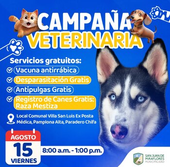 La campaña veterinaria iniciará desde