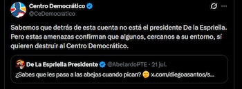 Centro Democrático - crédito @CeDemocratico/X