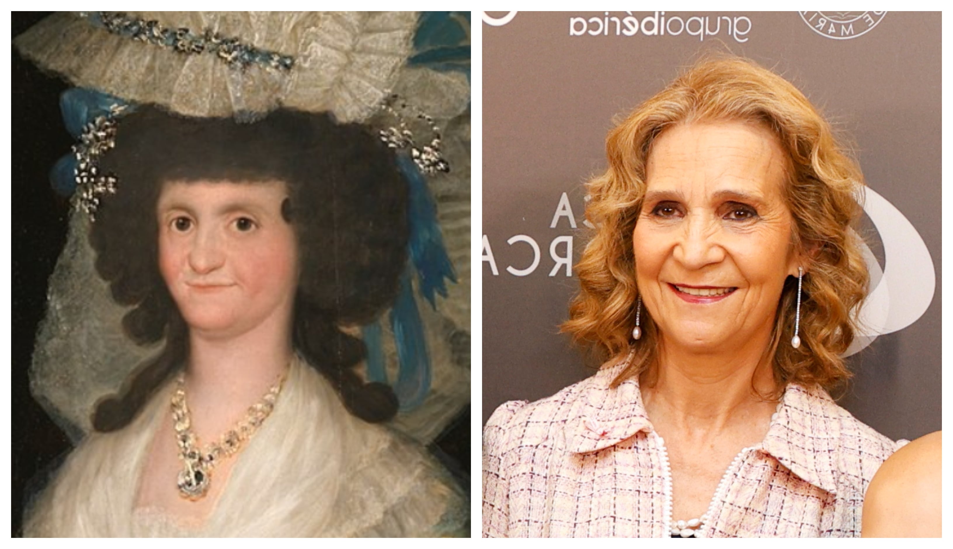 Fotomontaje de María Luisa de Parma y la infanta Elena. (Fundación Goya en Aragón / Europa Press)