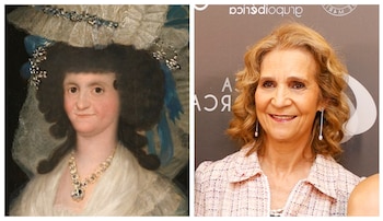Fotomontaje de María Luisa de Parma y la infanta Elena. (Fundación Goya en Aragón / Europa Press)