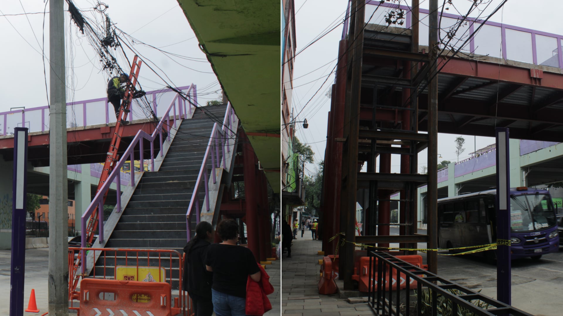 Escaleras y elevador de la Calzada Flotante de Tlalpan aún se encuentran inconclusos. (Foto: Jaqueline Viedma/Infobae México)