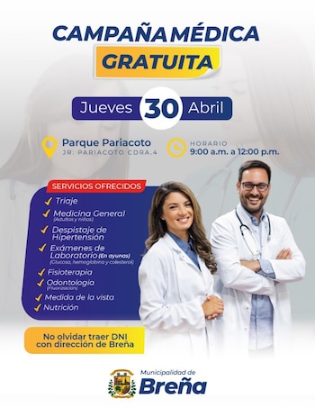A campanha começa às 9h - Créditos: Município de Breña.