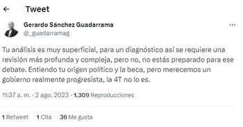 Usuario critica a Genaro Lozano