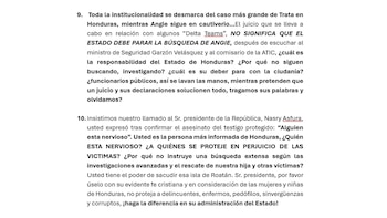 La familia pidió al presidente Nasry Asfura impulsar una revisión profunda del caso. (FOTO: X)