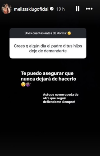 Melissa Klug aseguró en redes que Jefferson Farfán “nunca dejará” de demandarla y que seguirá defendiéndose.