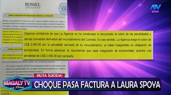 Magaly revela el contenido de cartas notariales enviadas a Laura Spoya por accidente, deudas y presunto incumplimiento de contrato.