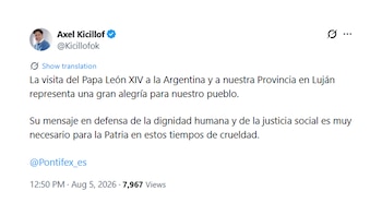 Axel Kicillof sobre la visita de León XIV