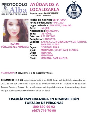Desaparece Karime Armenta el mismo día que encontraron muerto a Rodolfo N, Sinaloa
