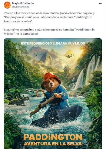 Publicación sobre película de Paddington.