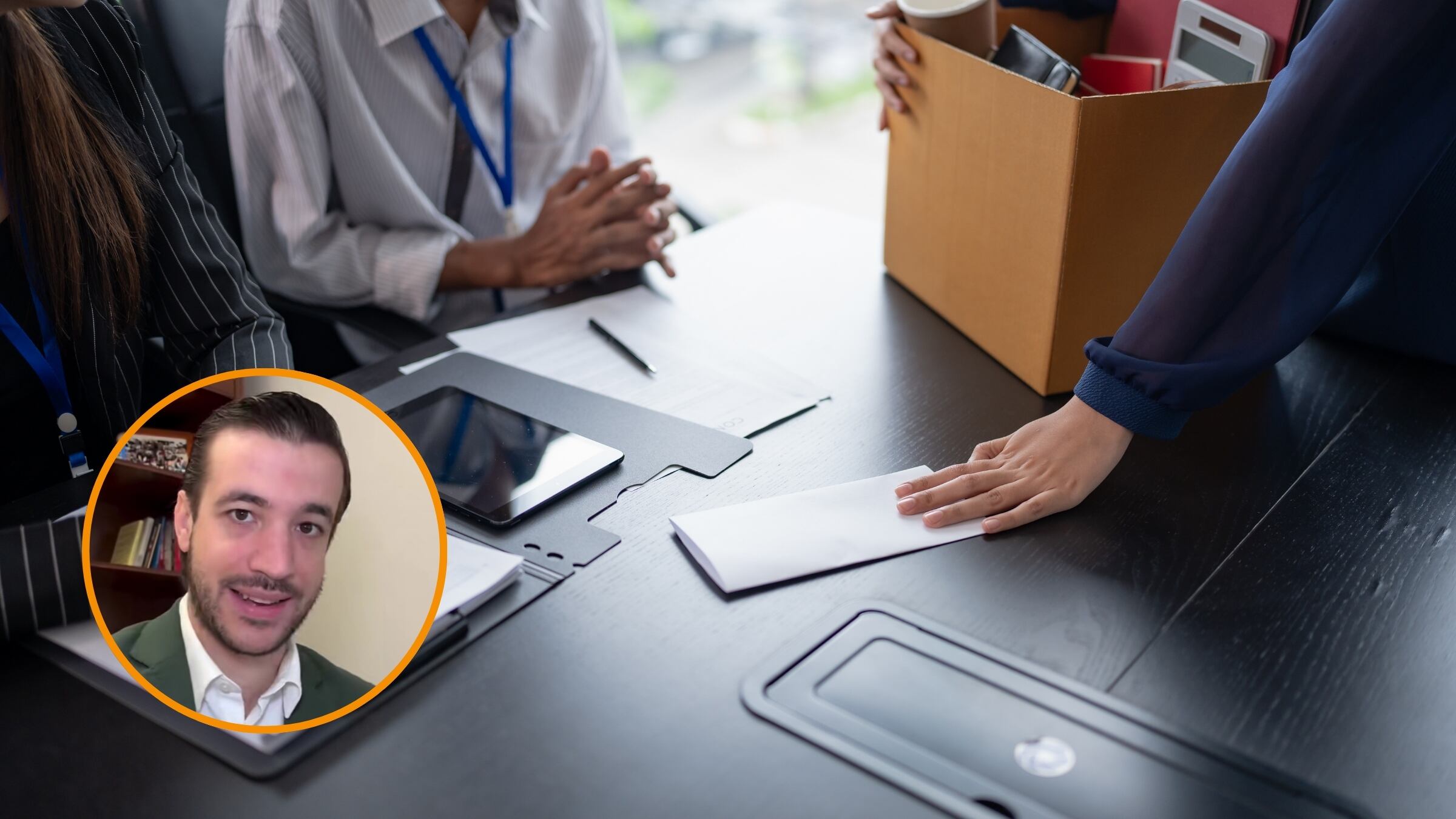 Un compañero de trabajo siendo despedido (Montaje Infobae España con imágenes de Canva y TikTok)