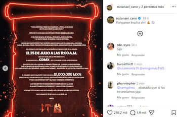 La dinámica iniciará este 25 de julio a las 11:00 de la mañana, cuando Natanael publique la primera pista en sus redes sociales. (Instagram/@natanael_cano)