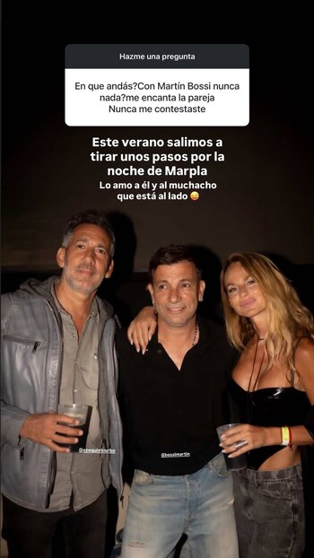 Sabrina Rojas con Martín Bossi y el productor Ezequiel Corbo