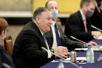 Mike Pompeo en una reunión del Quad, en Tokio. Kiyoshi Ota/Pool via REUTERS