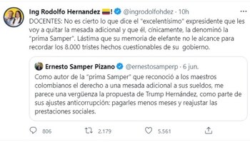 En Twitter Samper y Rodolfo