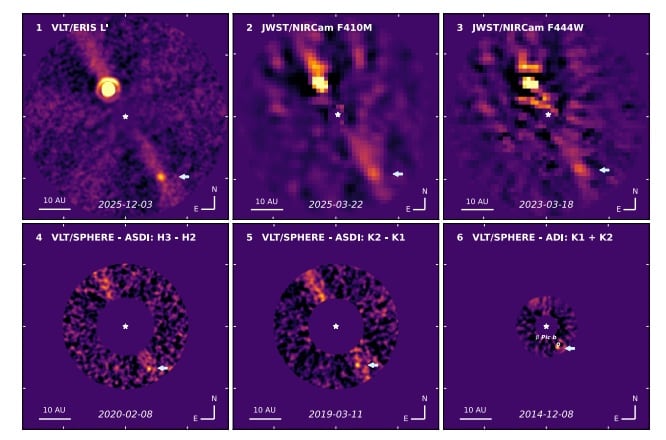 Astrónomos descubrieron un exoplaneta gigante oculto durante más de una década en el sistema Beta Pictoris, gracias a observaciones fortuitas realizadas con el Very Large Telescope en Chile
(The Astrophysical Journal Letters)