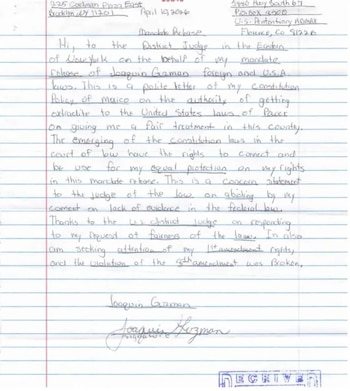 El Chapo Guzmán envió carta al juez Brian Cogan. (X/@azucenau)