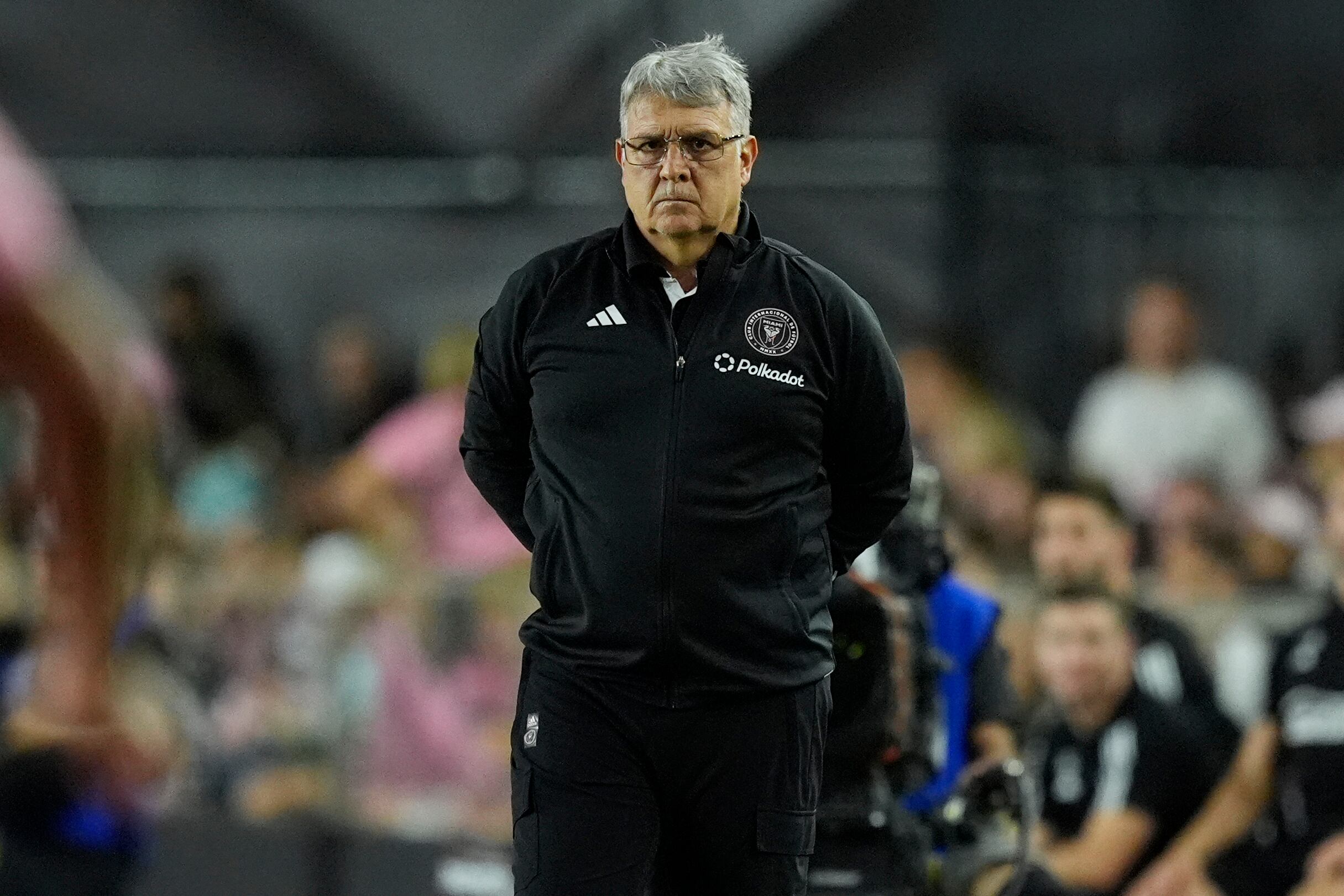 Gerardo Martino, técnico del Inter Miami, durante el partido contra Atlanta United en los playoffs de la MLS, el viernes 25 de octubre de 2024, en Fort Lauderdale, Florida. (AP Foto/Rebecca Blackwell)