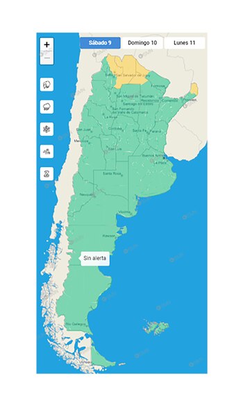 El mapa con las alertas