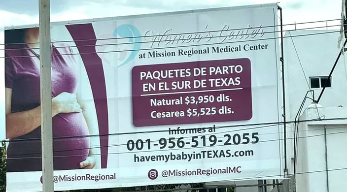 Publicidad dirigida a embarazadas en el exterior desató un escándalo en la frontera sur y expuso prácticas de captación de pacientes internacionales (@MayraFlores4TX)