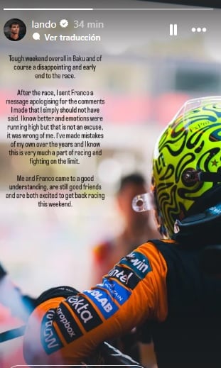 El mensaje de Lando Norris a Franco Colapinto