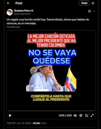 Gustavo Petro compartió una canción