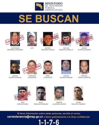 Con esta nueva aprehensión, seis de los 14 objetivos originales ya fueron capturados y ocho permanecen pendientes de ubicación. Crédito: MSP