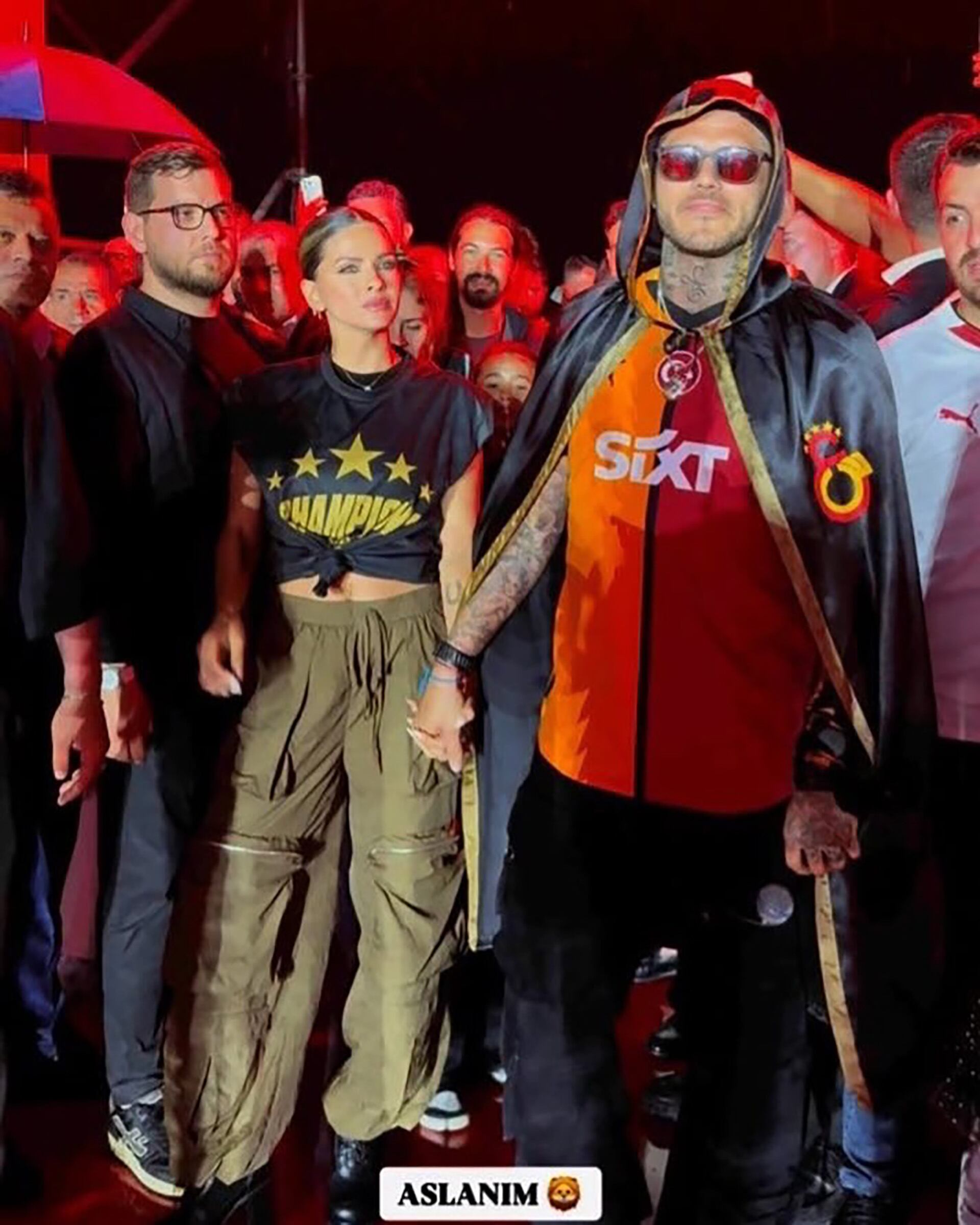 Mauro Icardi y la China Suárez en uno de los tantos festejos del Galatasaray