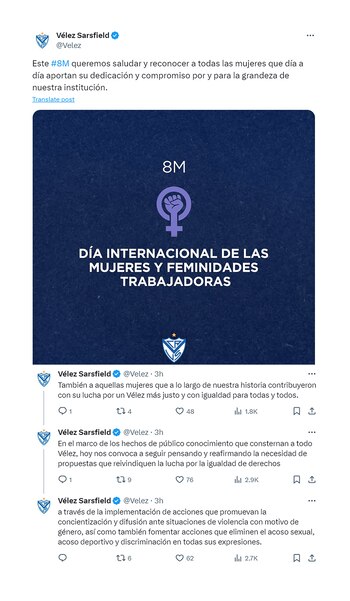 El mensaje de Vélez Sarsfield