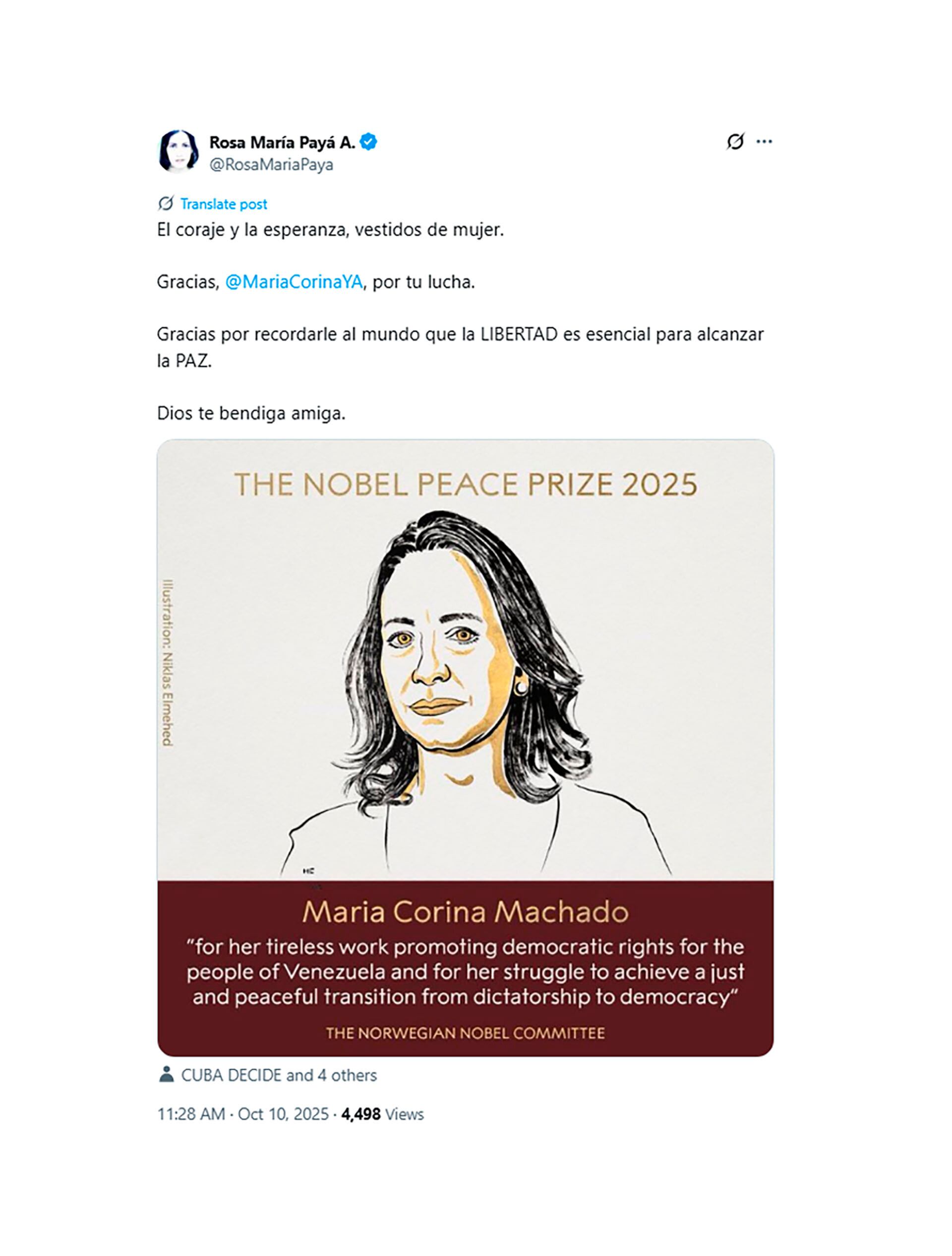 El mensaje de Rosa María Payá