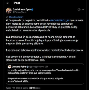 Ministro Edwin Palma respondió a