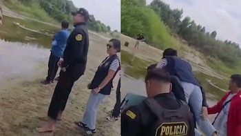 Una fiscal es cargada por policías para “no mojarse los zapatos” en Piura y desata ola de críticas