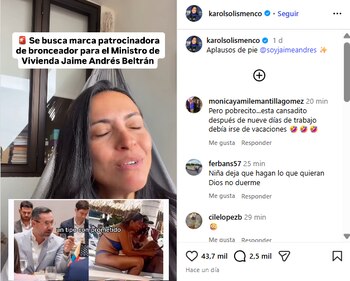 Solís compartió el video a través de su cuenta de Instagram el lunes 17 de agosto de 2026 - crédito @karolsolismenco/IG