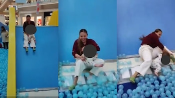 La mujer indicó que la resbaladilla no tenía suficientes medidas de protección. | X- @Itzamaraczav