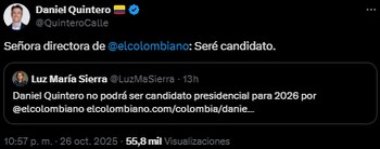 Daniel Quintero afirmó que será