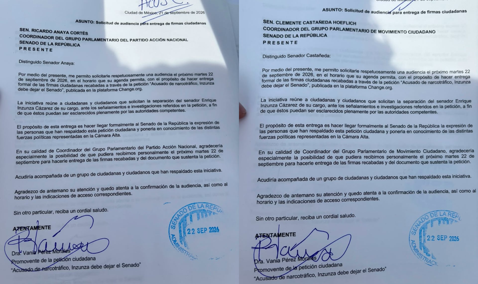 Entregarán más de 20 mil firmas en el Senado de la República para solicitar que Enrique Inzunza presente su solicitud de licencia. (Fotos: Especial)